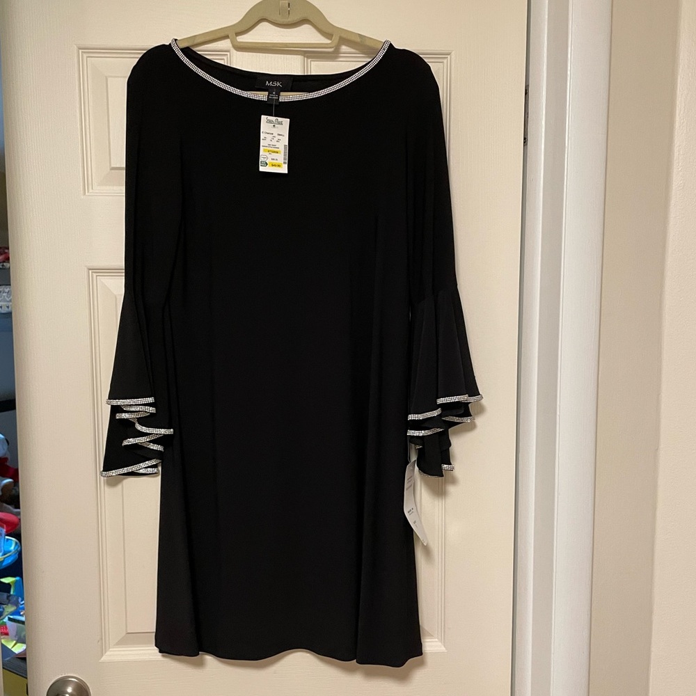 MSK embellished shift dress with bell sleeves size small.